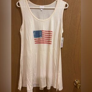 MWT LuLaRoe Perfect Tank Top Cream American Flag Americana Swing Tank XL